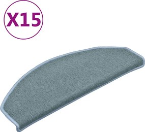 vidaXL 15 db-os lépcsőszőnyegek 65 x 24 x 4 cm, tengerkék, félkör alakú, nagy
