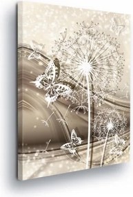 Vászonkép 75x100 Pitypang finomsága pillangók repülése szikrázó könnyedség harmónia