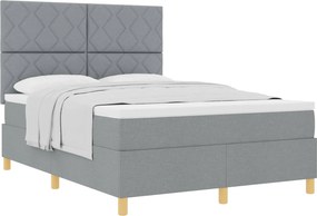 vidaXL Boxrugós ágy matracmal Világosszürke 160 x 200 cm szövet