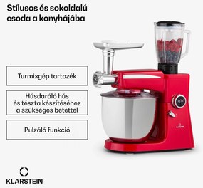 Klarstein Renata Rossa, konyhai robotgép, 3 az 1-ben 2000 W/2,7 PS, 10 L, rozsdamentes acél, BPA-mentes