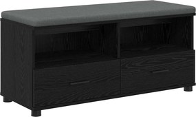 vidaXL Előtér pad Fekete Tölgy 100 x 38 x 46 cm Műanyag Fa és Szövet