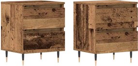 vidaXL Éjjeliszekrény fiókkal 2 pcs Öreg fa 40 x 35 x 50 cm Faanyag