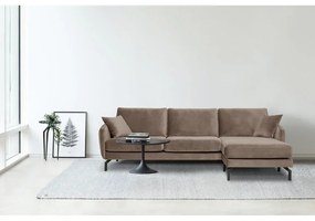 Magic barnásbézs bársony sarokkanapé, jobb oldali - Scandic