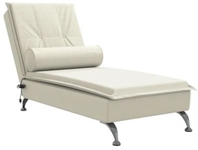 krémszínű bársony masszírozó dívány hengerpárnával