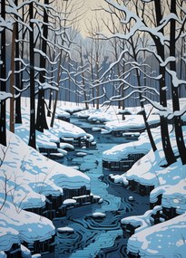 Poszter 39,5x55cm Folyó a téli időszakban