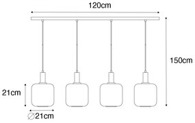 Design lógólámpa fekete rézzel és borostyánüveggel 4-lámpás - Zuzanna