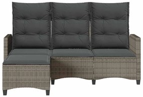 L-alakú szürke polyrattan fekvő kerti kanapé párnákkal