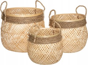 Tárolókosár fonott bézs Boho 3 db