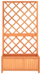 barna tömör fenyőfa rácsos kerti ültetőláda 70 x 30 x 135 cm