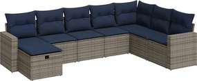vidaXL 8 részes szürke polyrattan kerti ülőgarnitúra párnákkal