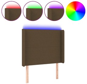 sötétbarna szövet LED-es fejtámla 83x16x118/128 cm