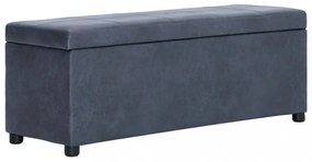 szürke művelúr pad tárolórekesszel 116 cm