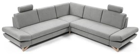 AVESTA L-alakú, kárpitozott, kihúzható sarokülőgarnitúra tárolóval, szürke