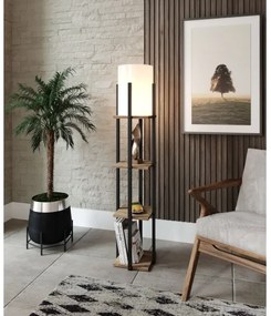 Állólámpa polcokkal NORA 1xE27/40W/230V fekete/barna