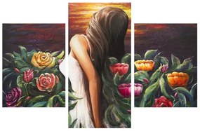 Hölgy és a virágok (90x60 cm)
