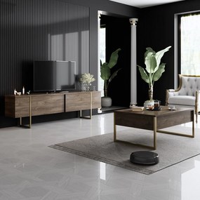Dohányzóasztal Luxe - Walnut, Gold
