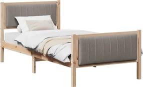 vidaXL Ágykeret fejtámlával Barna és taupe 90 x 200 cm Tömör fenyőfa