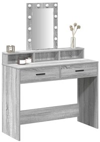 LED világítással ellátott sminktükör Szürke Sonoma 100x41x140 cm