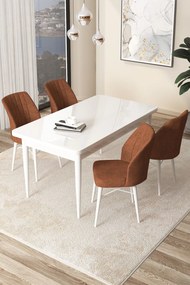 Arp étkezőgarnitúra, fehér-téglavörös, 110 cm