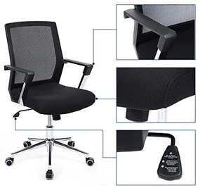 Irodai ergonomikus szék kartámasszal, fekete