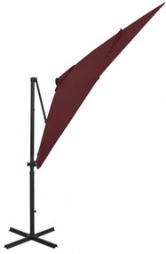 bordó konzolos napernyő rúddal és LED-fényekkel 250 cm