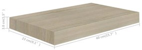 tölgyszínű MDF lebegő fali polc 40 x 23 x 3,8 cm