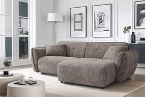 Szürkésbarna zsenília sarokkanapé (jobb oldali-heverő résszel) Nelia – Ropez