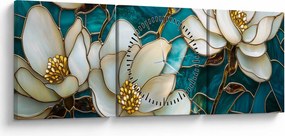 Kép - Ólomüveg magnóliával (órával) (90x30 cm)