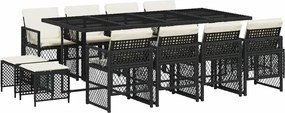 vidaXL 13 részes fekete polyrattan kerti ülőgarnitúra párnákkal