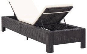 Fekete polyrattan napozóágy párnával