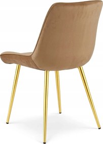Barna étkezőszék BERA bársony arany lábakkal