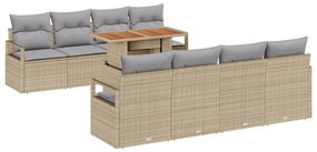 Kerti Kanapé Szett 9 pcs Barna és szürke 100 x 55 x 73 cm
