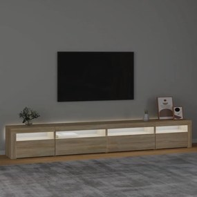 sonoma tölgy színű TV-szekrény LED-lámpákkal 270x35x40 cm