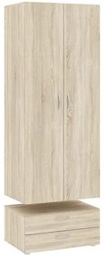 Kétajtós Vállfás-Fiókos Ruhásszekrény WARDROBE 2D2S