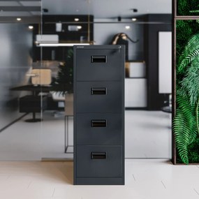 Fém irattartó szekrény, 4 fiókos SARA V4, 460 x 1320 x 620 mm, antracit