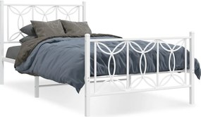 vidaXL fehér fém ágykeret fej- és lábtámlával 107 x 203 cm