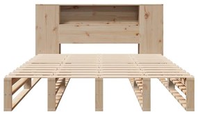 vidaXL tömör fa könyvespolcos ágy matrac nélkül 120 x 190 cm