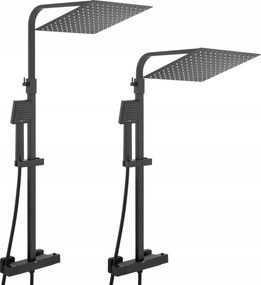 Csaptelep zuhanyoszlop termosztáttal és esőztetővel fekete termosztát