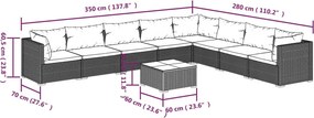 9 részes barna polyrattan kerti ülőgarnitúra párnákkal