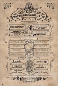 Plakát Harry Potter - Hogwarts School List, (61 x 91.5 cm)