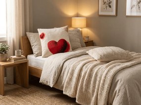 Kétoldalas párnahuzat DUO SENSE HEARTELLE 45x45 cm mikroplüss/flanel, krém színű