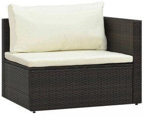 5-részes barna polyrattan kerti ülőgarnitúra párnákkal