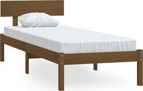 vidaXL Single mézbarna tömör fenyőfa ágykeret 90 x 190 cm