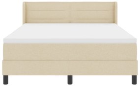 Boxspring Ágy Mattal Krém Színben, 140 x 200 cm, Szövet