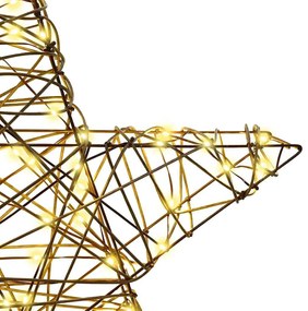 3D Csillag 50 LED-del Meleg fehér 55 x 52.5 x 9 cm Rattan