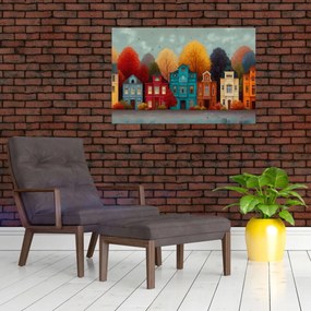 Kép - Festett őszi város (90x60 cm)