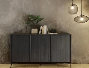 CITY Háromajtós komód, fekete, laminált vázzal és előlapokkal