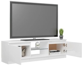 magasfényű fehér TV-szekrény LED lámpákkal 120 x 30 x 35,5 cm