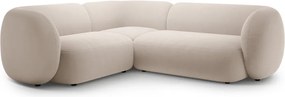 Bézs bársony sarokkanapé (bal oldali-L alakú) Kate – Micadoni