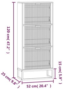 fekete szerelt fa cipősszekrény 52x25x120 cm